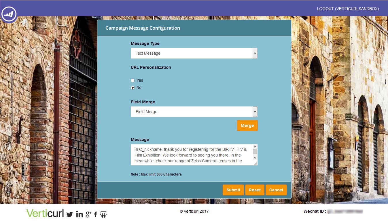 message configuration